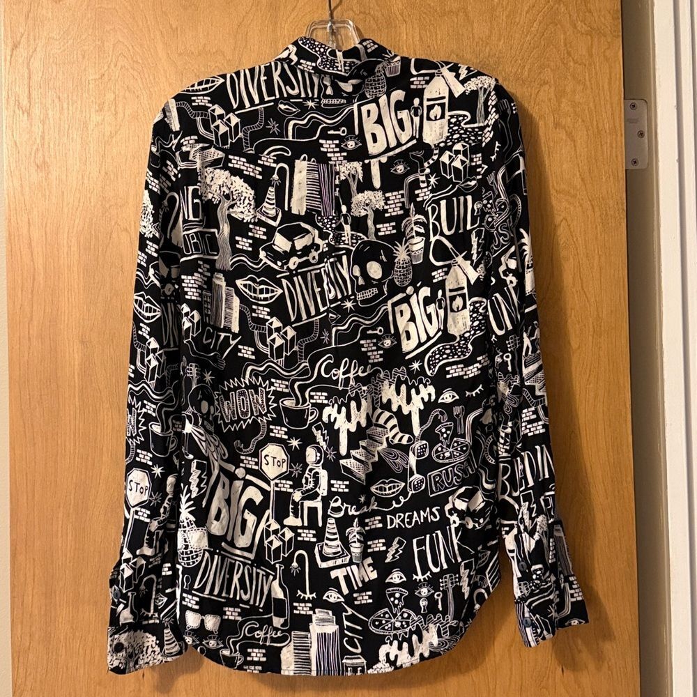 Zara Black and White Graphic Shirt - Picture 2 of 5